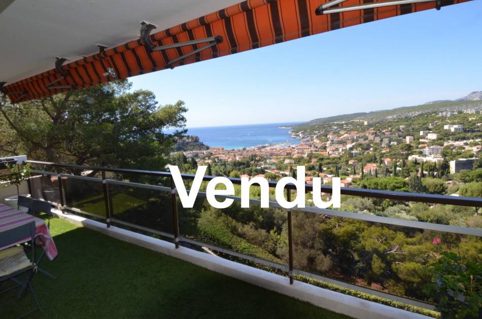 appartement de standing T3 Cassis VUE MER, terrasse, loggia,piscine